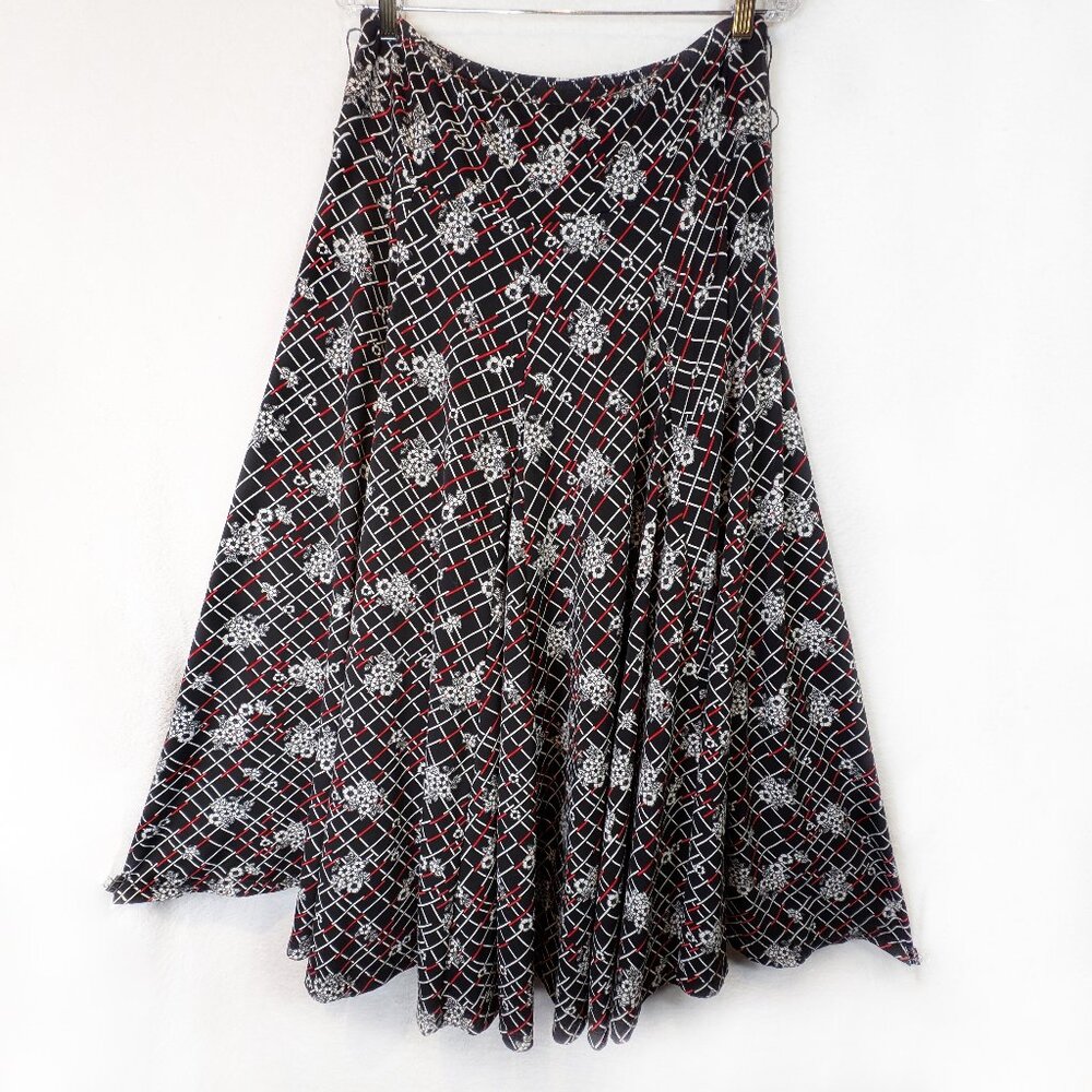 Vintage Lapis Black Red and White long skirt Size large